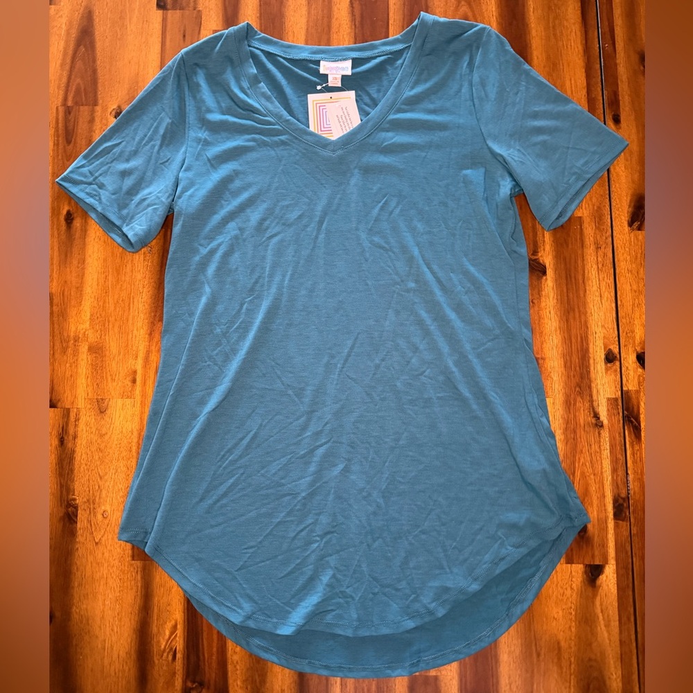 NWT LuLaRoe Teal Iris Oversized V-Neck Top T-shirt Size XS